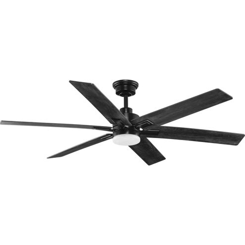Dallam 60 inch Matte Black with Matte Black/American Walnut Blades Ceiling Fan, Progress LED