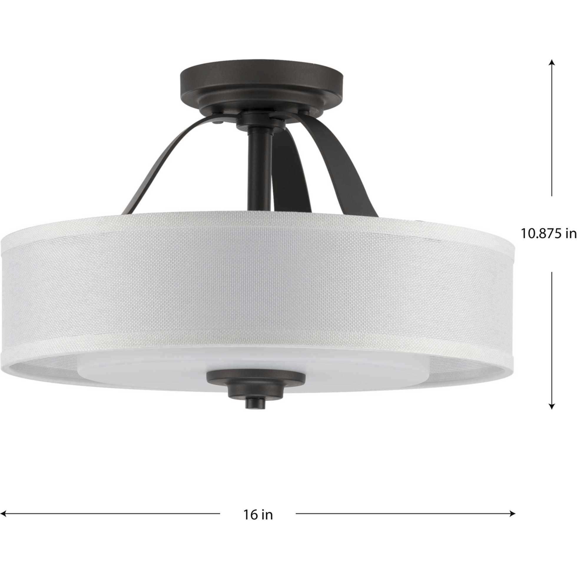 Kene 2 Light 16 inch Graphite Semi-Flush Mount Convertible Ceiling Light