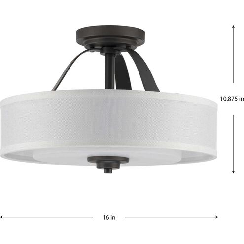 Kene 2 Light 16 inch Graphite Semi-Flush Mount Convertible Ceiling Light