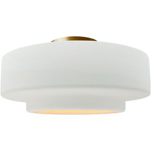 Radiance 1 Light 14.5 inch Gloss White and Brushed Brass Semi Flush Ceiling Light