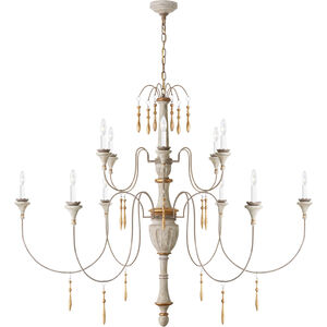 Julie Neill Fortuna 12 Light 58.5 inch Vintage White and Gild Chandelier Ceiling Light, Large