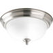Dome Glass CTC 1 Light 11.38 inch Brushed Nickel Flush Mount Ceiling Light in Etched
