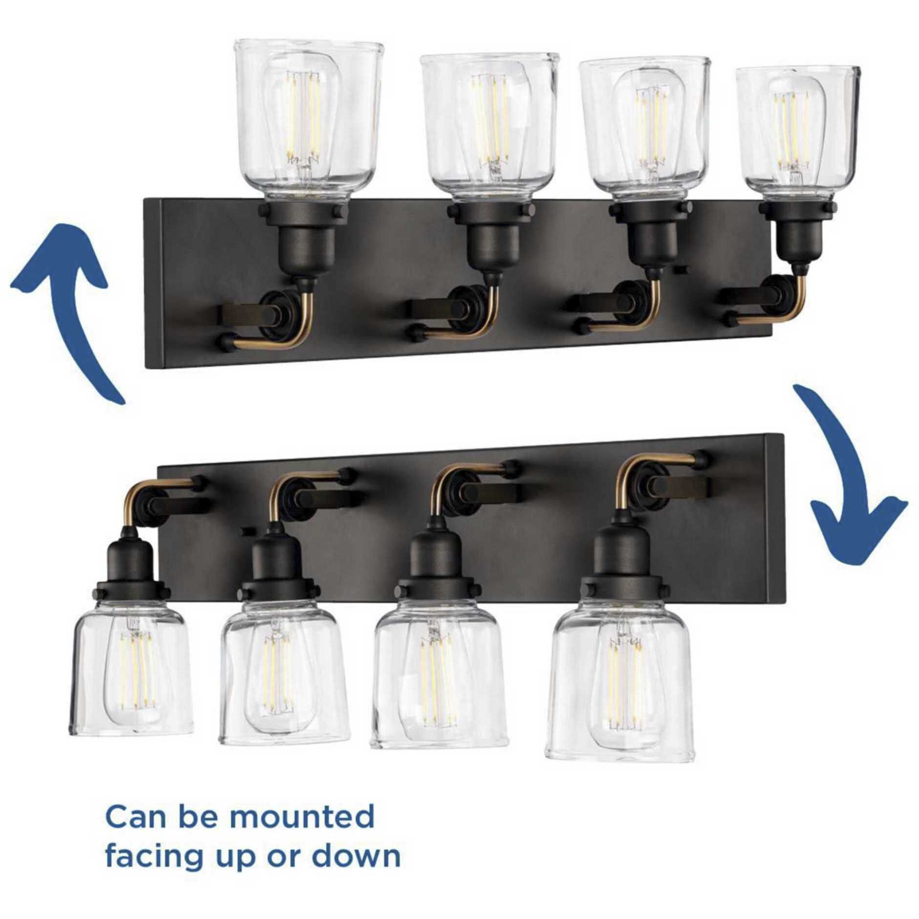 Rushton 4 Light 32 inch Graphite Bath Vanity Wall Light