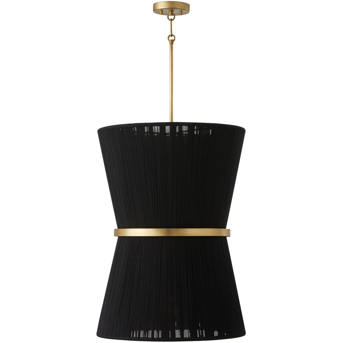 Capital Lighting Cecilia 6 Light 20 inch Black Rope and Patinaed Brass Foyer Light Ceiling Light 541261KP - Open Box