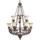 Messina 9 Light 32 inch Aged Mahogany Chandelier Ceiling Light