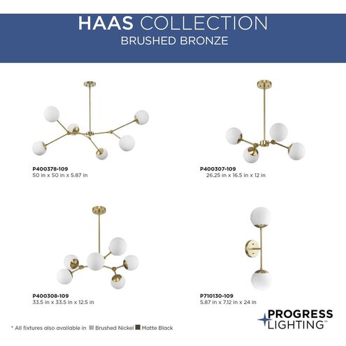 Haas 4 Light 16.5 inch Brushed Bronze Chandelier Ceiling Light, Design Series