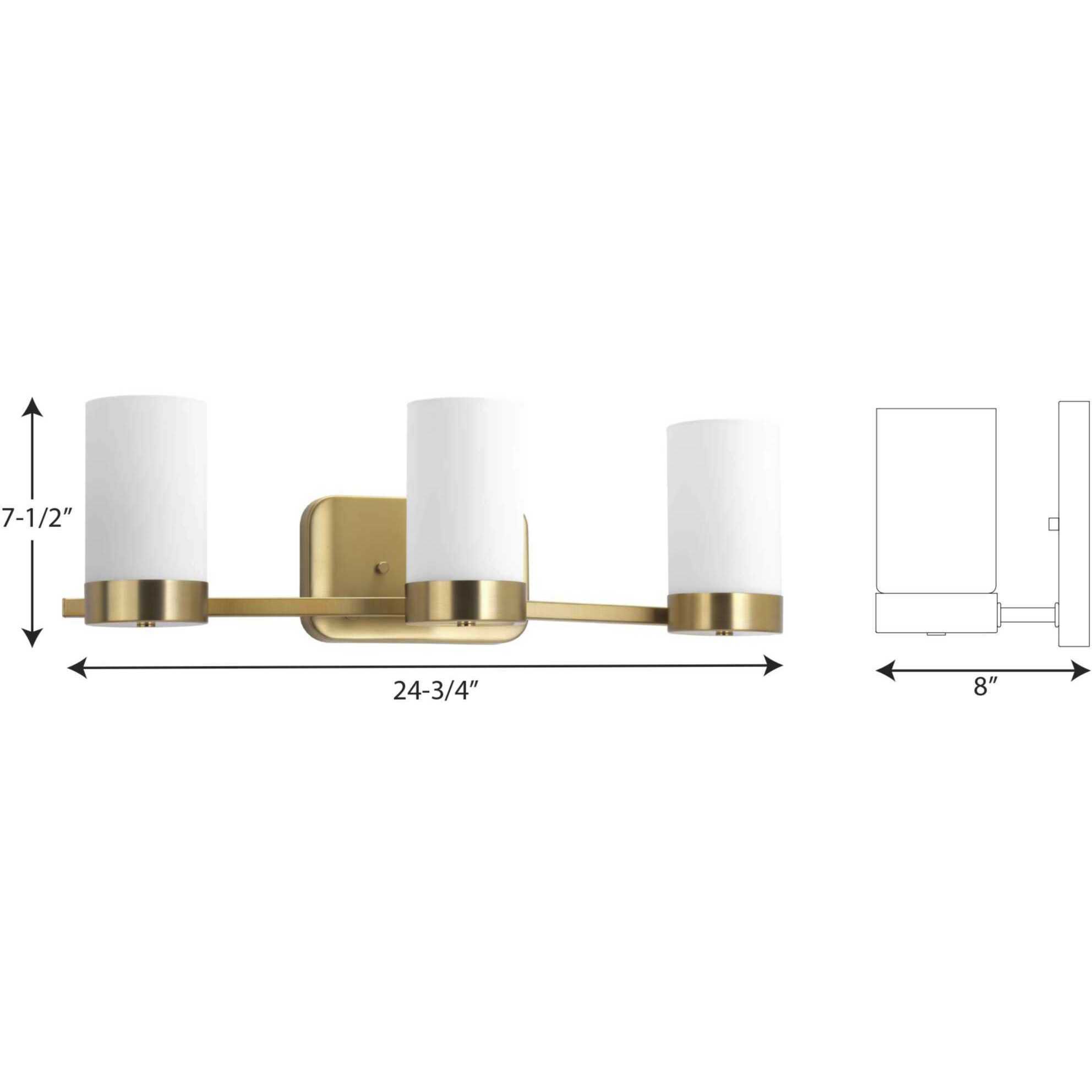 Elevate 3 Light 25 inch Brushed Bronze Bath Vanity Wall Light, Design Series