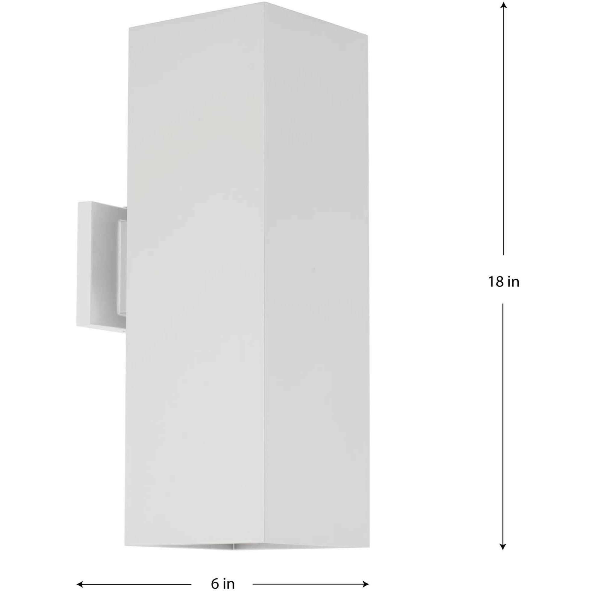 LED Square Cylinder Outdoor Wall Mount in White, LED Lamping, Progress LED