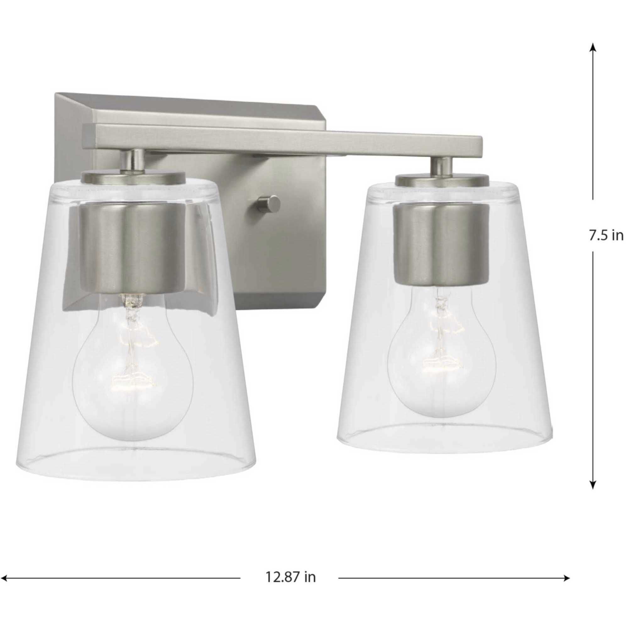 Vertex 2 Light 12.87 inch Brushed Nickel Bath Light Wall Light