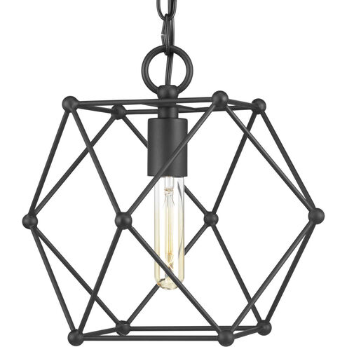 Spatial 1 Light 12 inch Matte Black Mini-Pendant Ceiling Light, Design Series