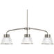 Prismatic Glass LED 38 inch Brushed Nickel Linear Chandelier Ceiling Light