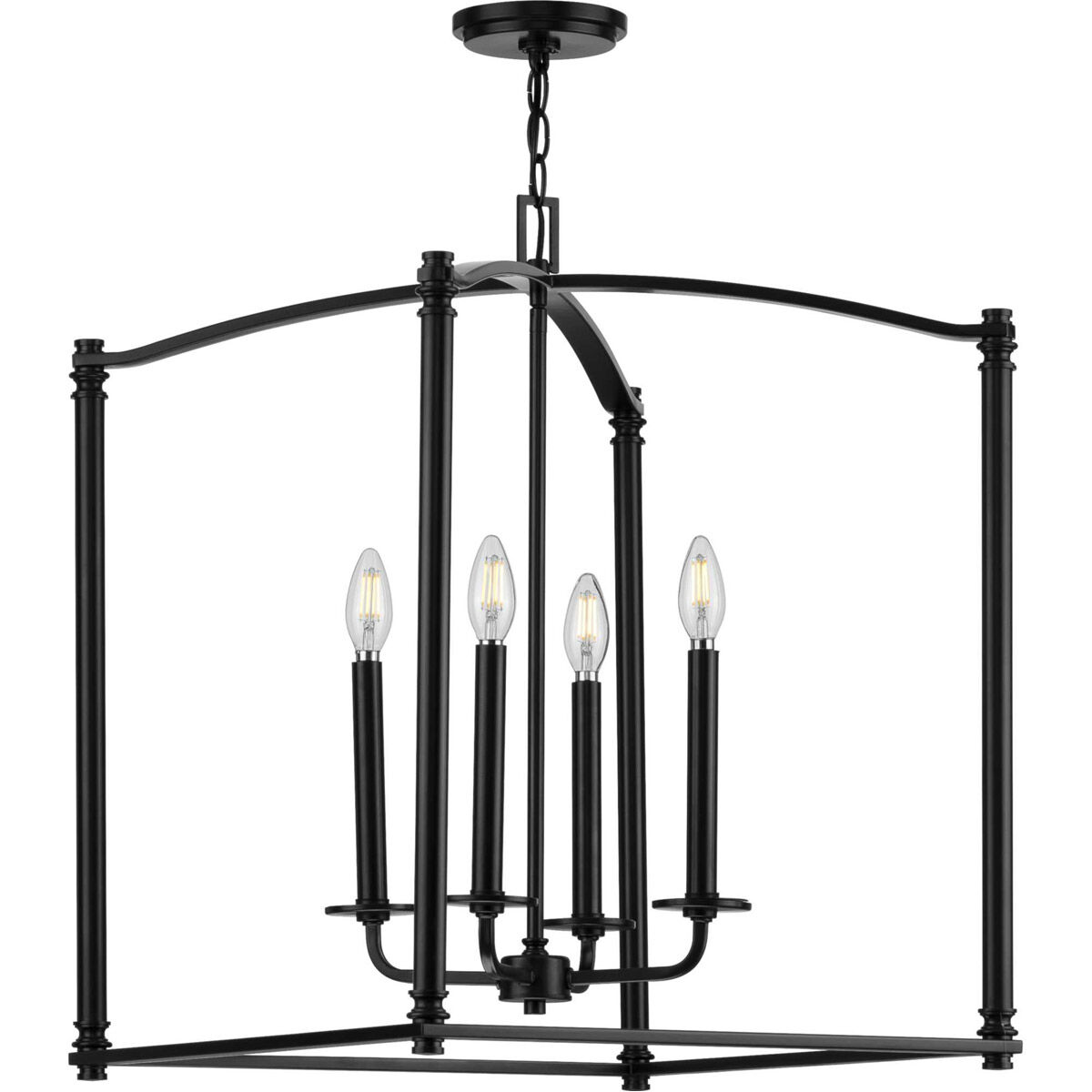 Progress P500240 031 Winslett 4 Light 20 inch Matte Black Foyer Pendant Ceiling Light