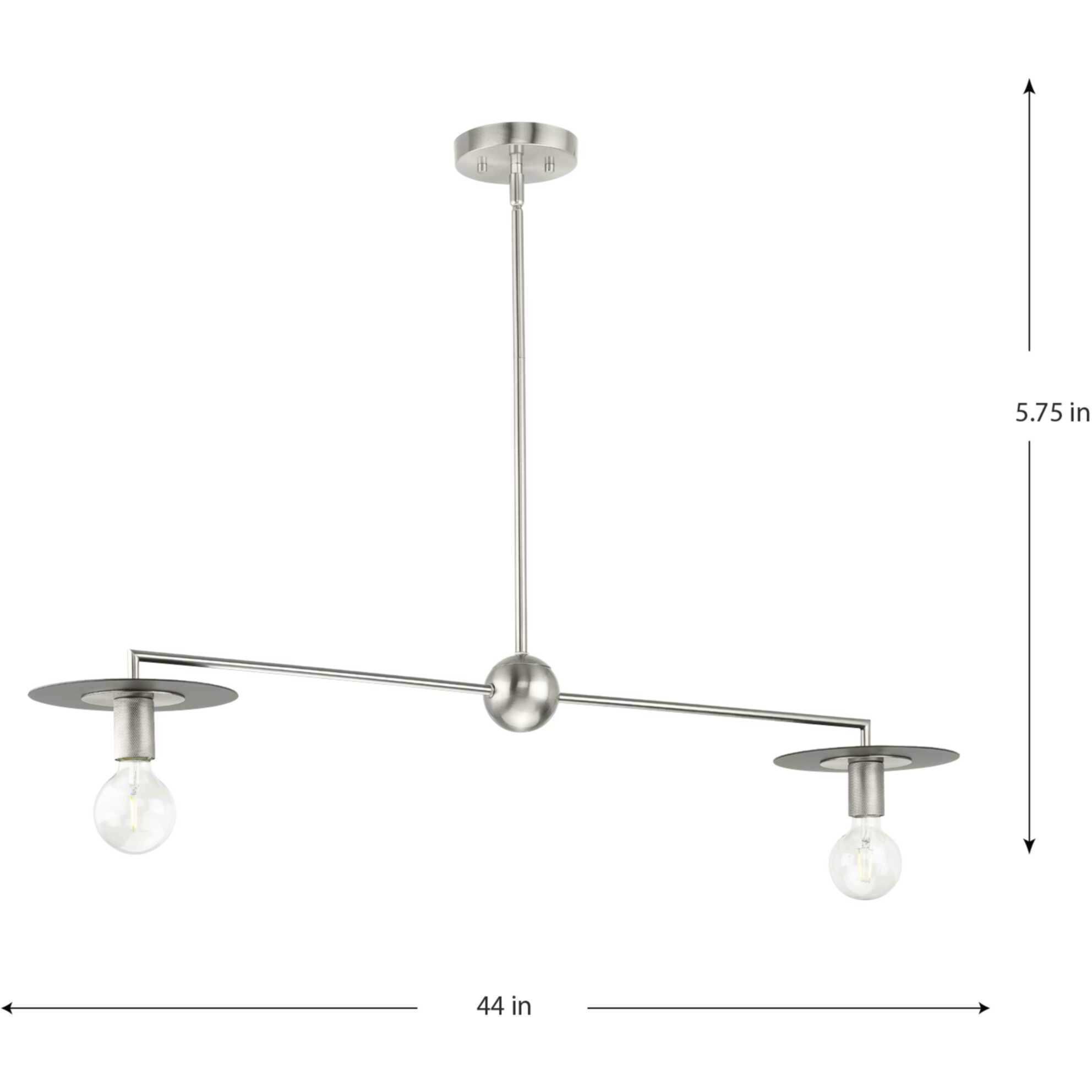 Trimble 2 Light 44 inch Brushed Nickel Linear Chandelier Ceiling Light, Design Series