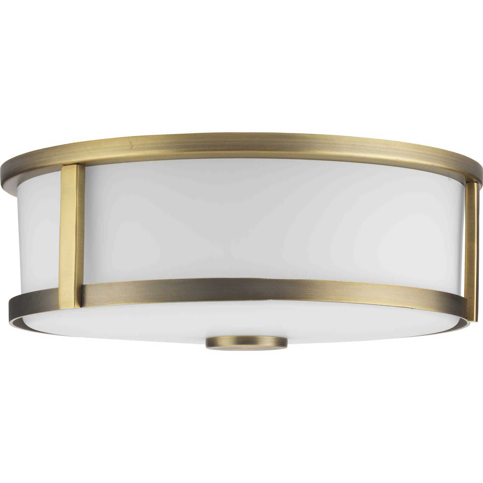 Gilliam 2 Light 12.62 inch Vintage Brass Flushmount Ceiling Light