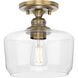 Aiken 1 Light 9 inch Vintage Brass Flush Mount Ceiling Light