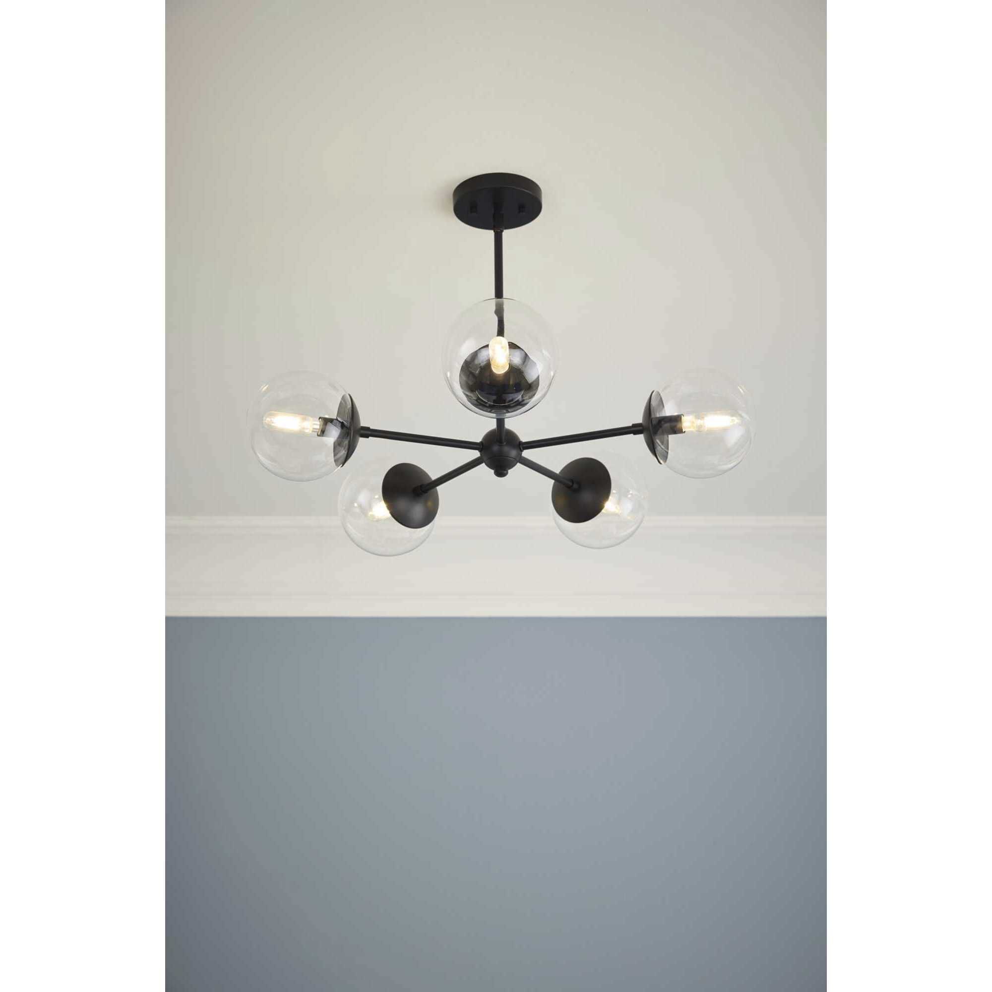 Atwell 5 Light 28 inch Matte Black Chandelier Ceiling Light