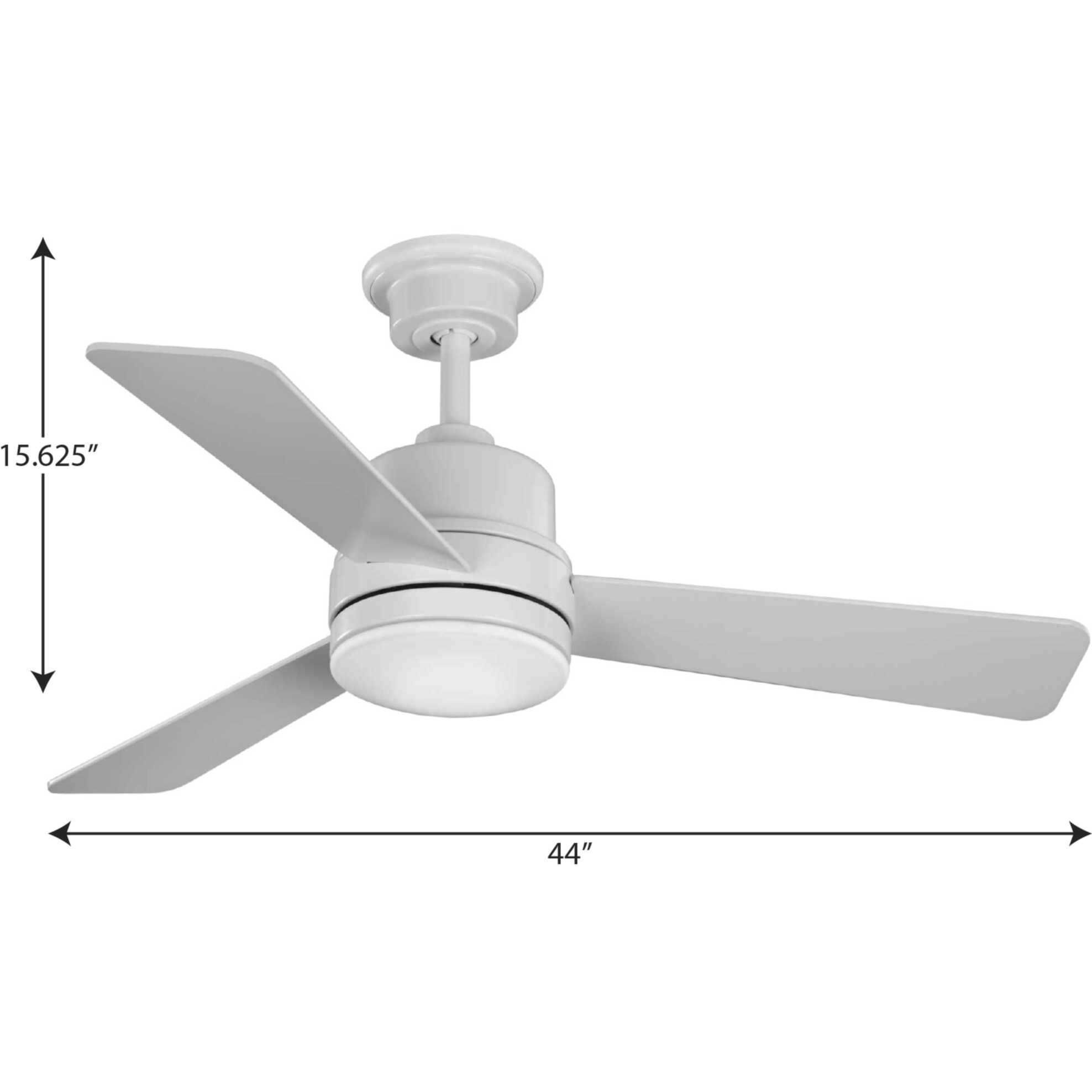 Trevina II 44 inch Satin White with Matte White Blades Ceiling Fan, Progress LED