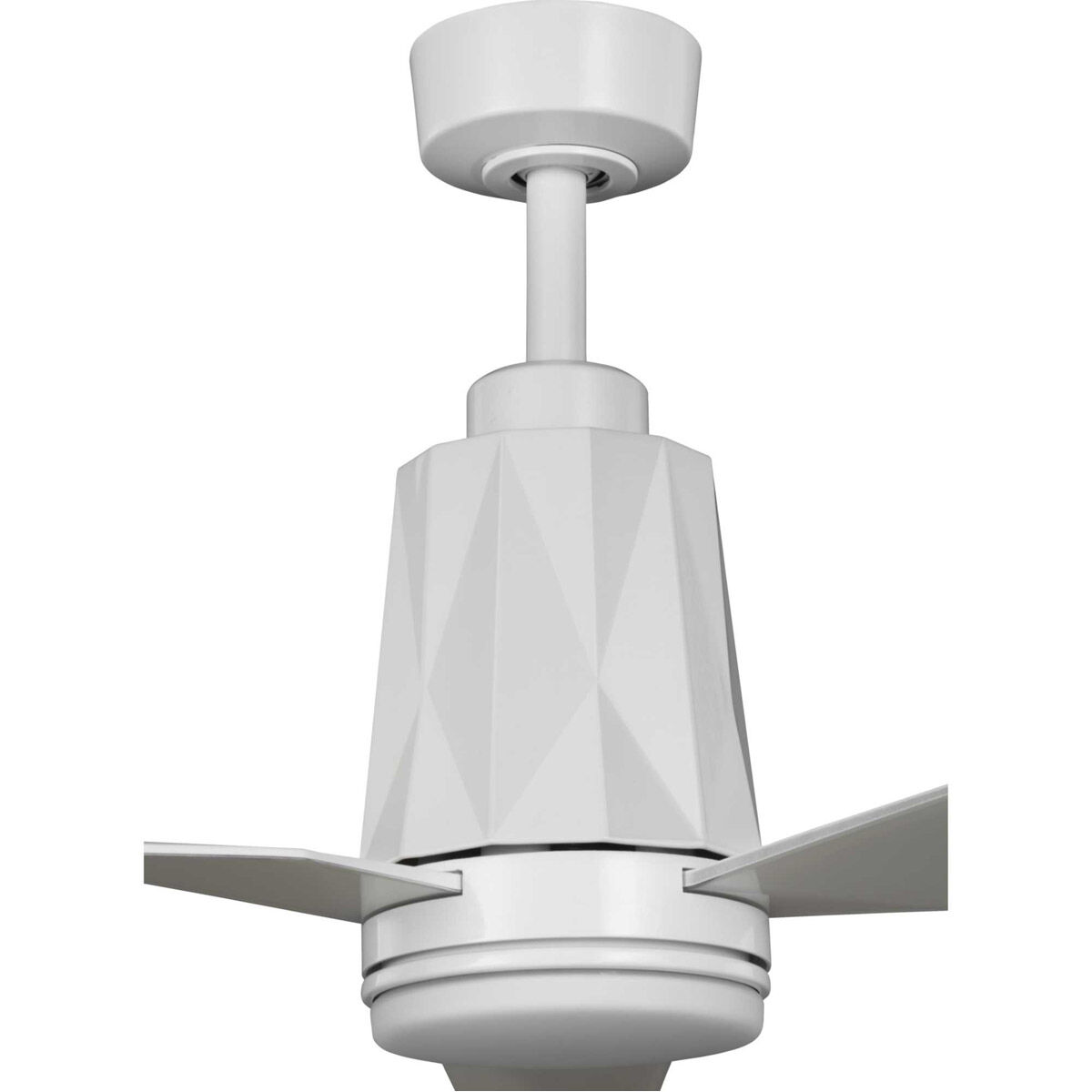 Bixby 60 inch White with Clear/White Metal Flake Blades Ceiling Fan, Progress LED