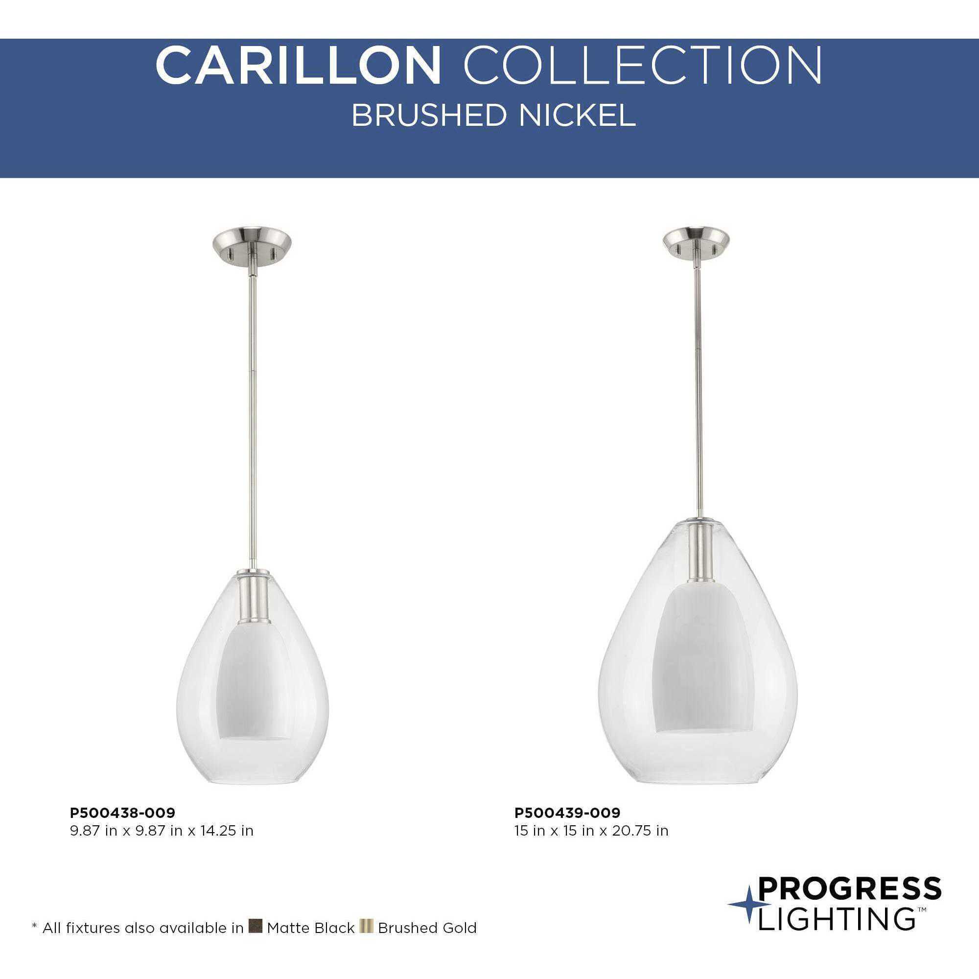 Carillon 1 Light 9.87 inch Brushed Nickel Pendant Ceiling Light