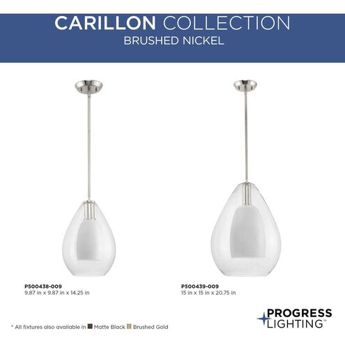 Carillon 1 Light 15 inch Brushed Nickel Pendant Ceiling Light