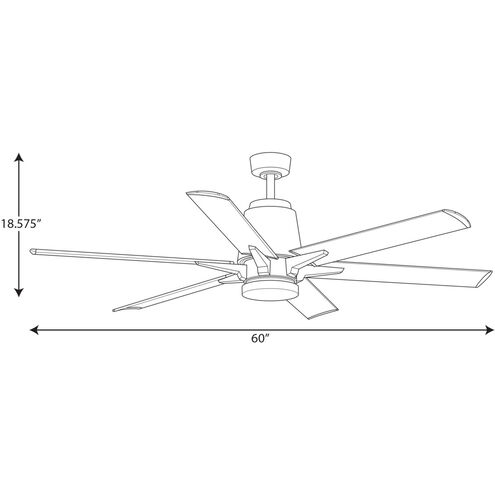 Arlo 60 inch Black with Matte Black Blades Indoor/Outdoor Ceiling Fan, Progress LED