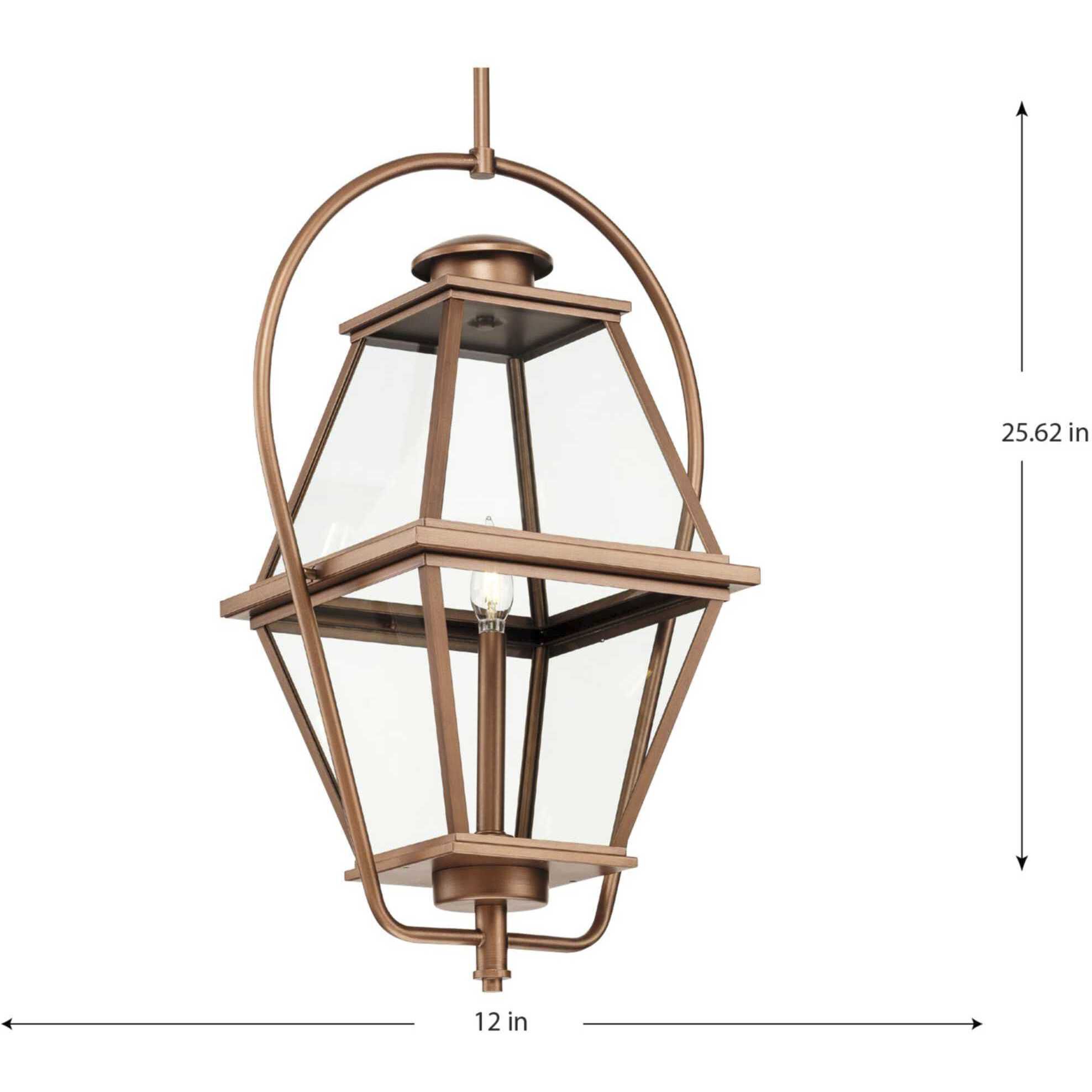 Bradshaw 1 Light 12 inch Antique Copper Outdoor Hanging Lantern, Design Series