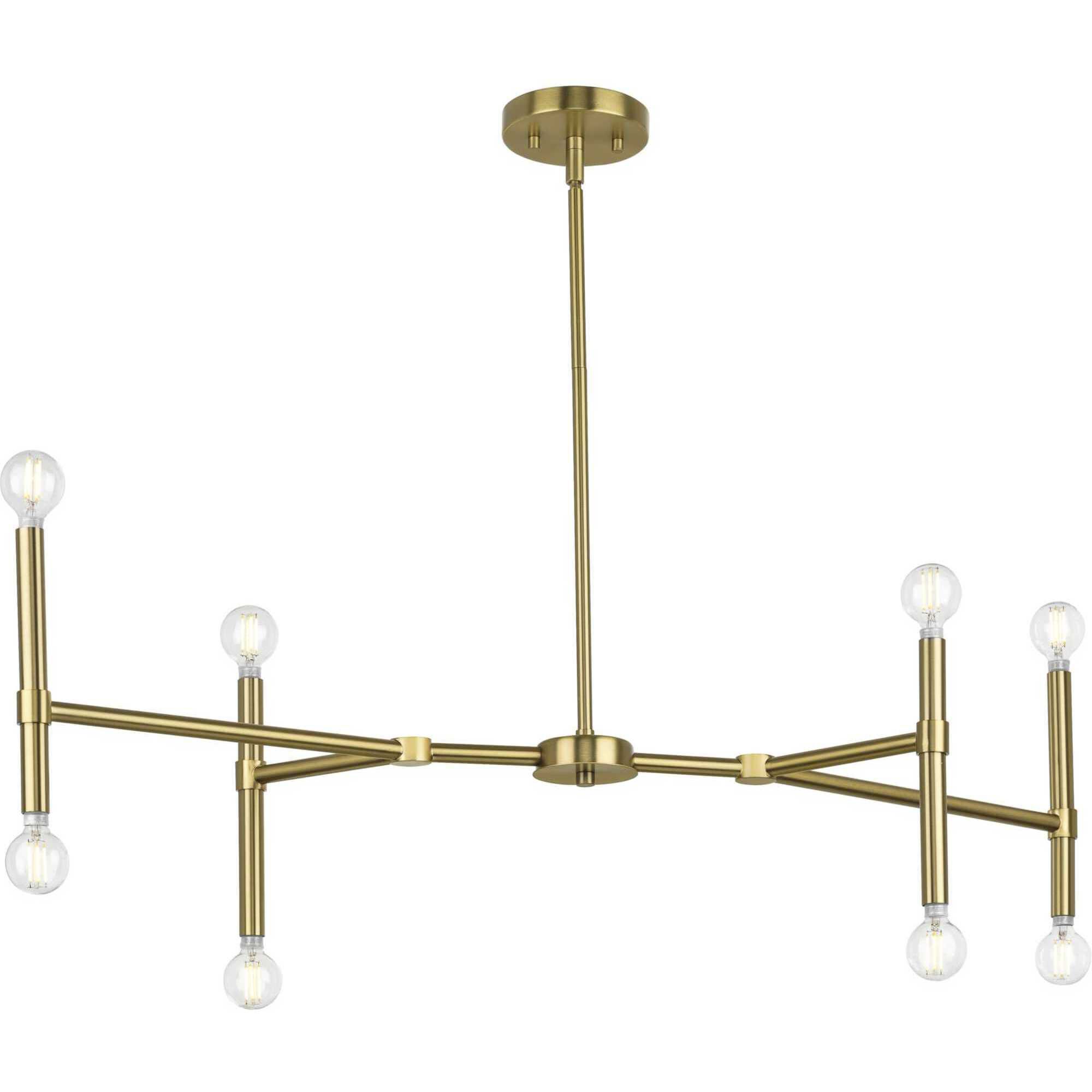 Arya 8 Light 40 inch Brushed Gold Linear Chandelier Ceiling Light, Design Series