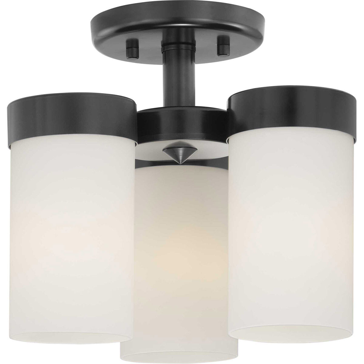 Elevate 3 Light 12 inch Matte Black Semi-Flush Mount Ceiling Light, Design Series