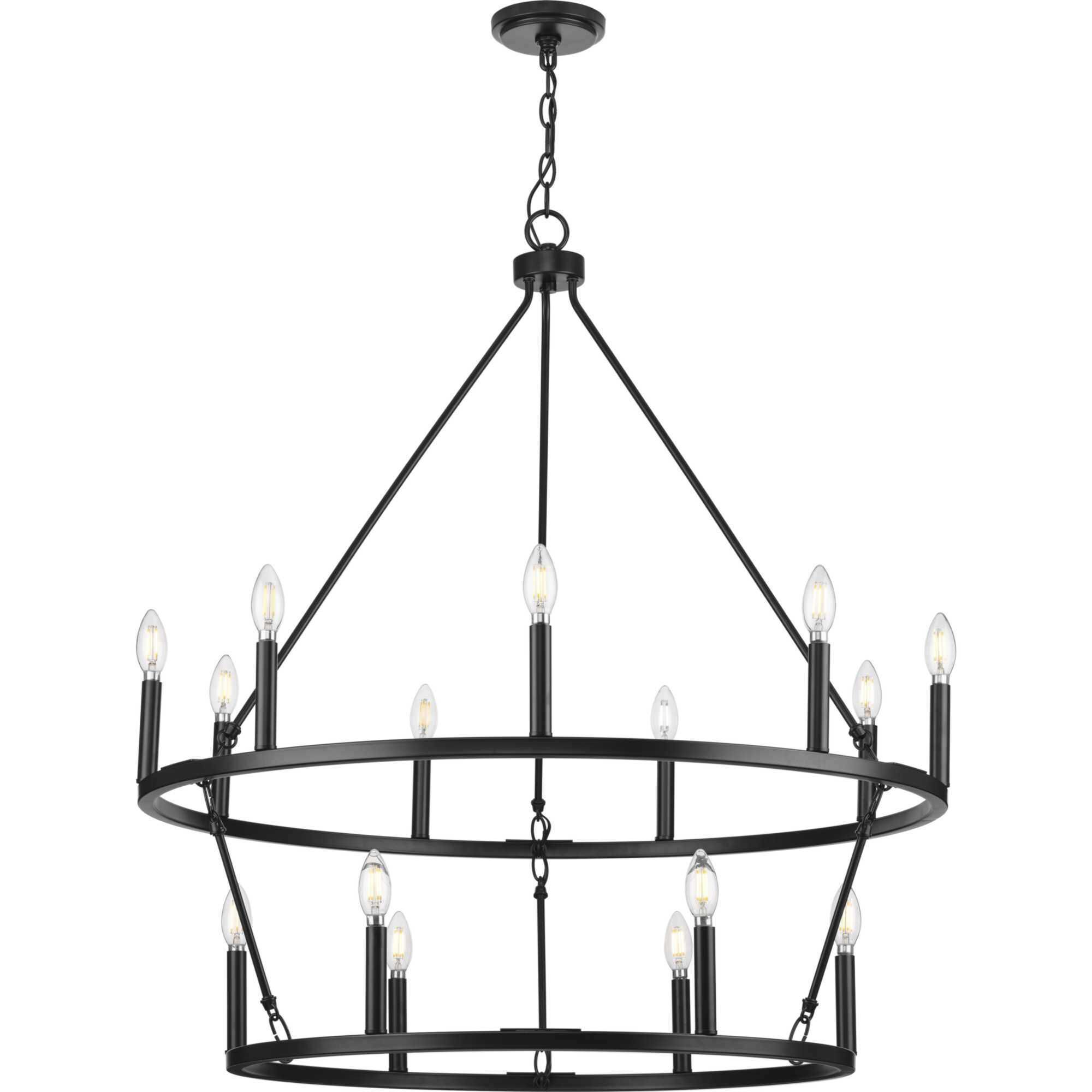 Gilliam 15 Light 35.5 inch Matte Black Chandelier Ceiling Light
