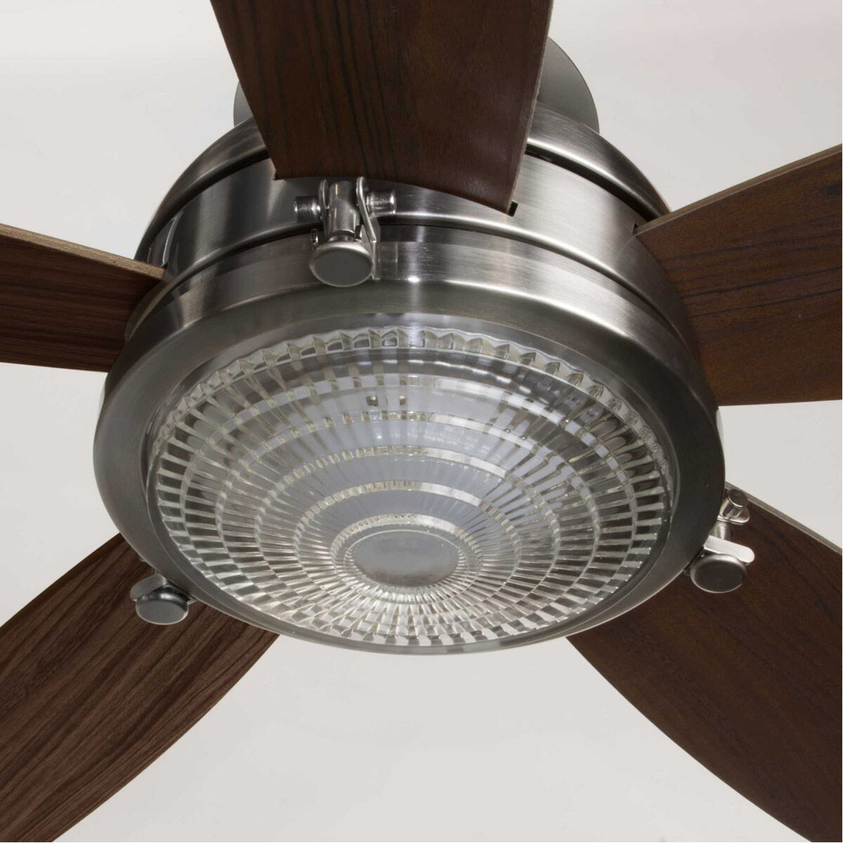 Kudos 52 inch Brushed Nickel with Silver/American Walnut Blades Ceiling Fan, Progress LED