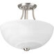 Random 2 Light 13 inch Brushed Nickel Close-to-Ceiling Ceiling Light in Alabaster Glass