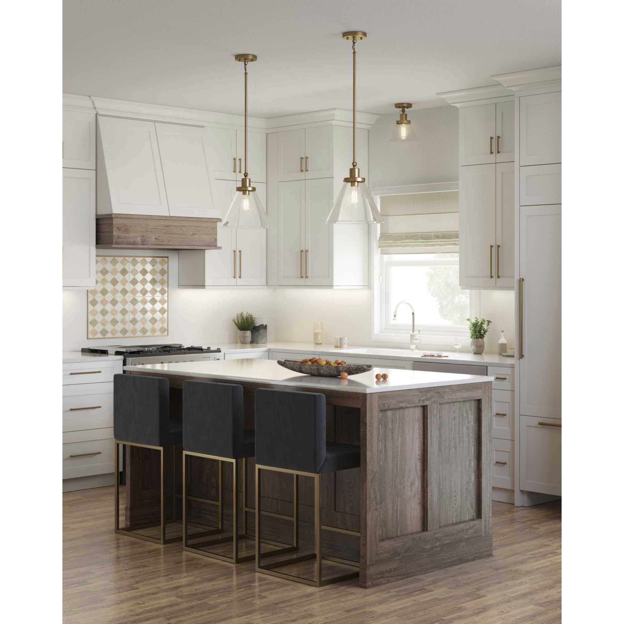 Hinton 1 Light 8 inch Vintage Brass Flush Mount Ceiling Light