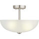 Glass Domes 3 Light 15 inch Brushed Nickel Semi-Flush Mount Convertible Ceiling Light