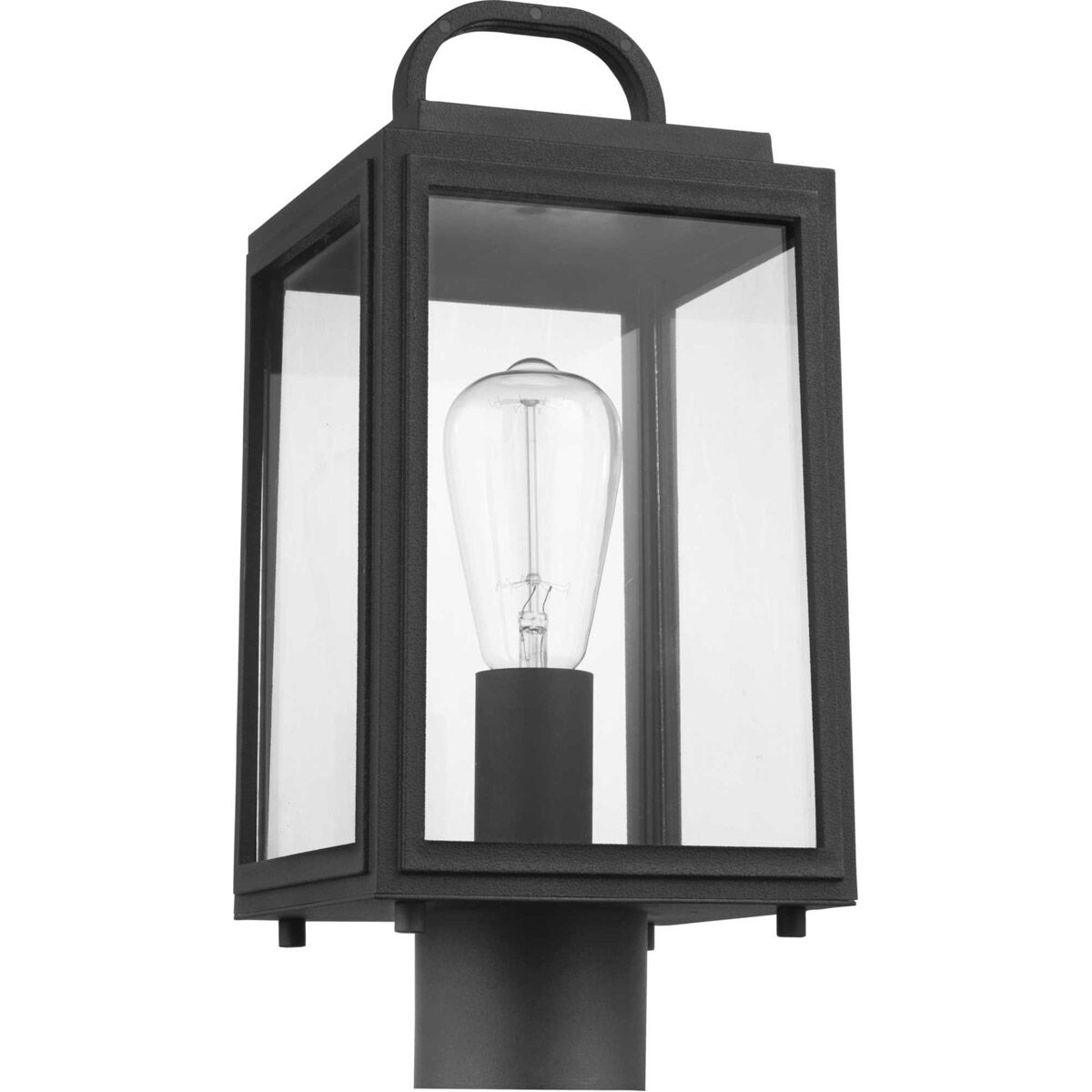 Grandbury 1 Light 16 inch Textured Black Outdoor Post Lantern, with DURASHIELD