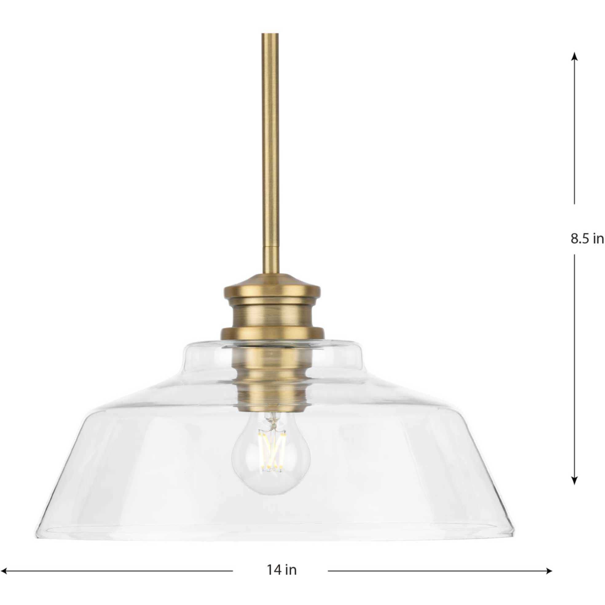 Singleton 1 Light 14 inch Vintage Brass Pendant Ceiling Light