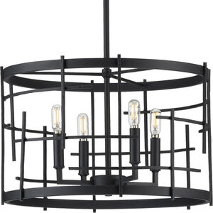 Torres 4 Light 18 inch Textured Black Chandelier Ceiling Light, Design Series