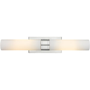 Ballston Urban 2 Light 24 inch Satin Nickel Bath Vanity Light Wall Light in Striped White Glass