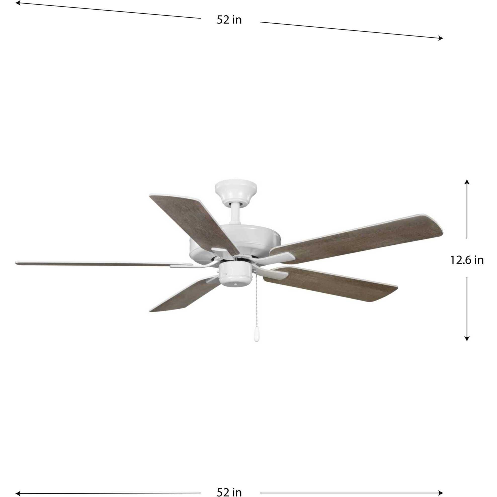 AirPro Builder 52 inch White with White/Antique Wood Blades Ceiling Fan