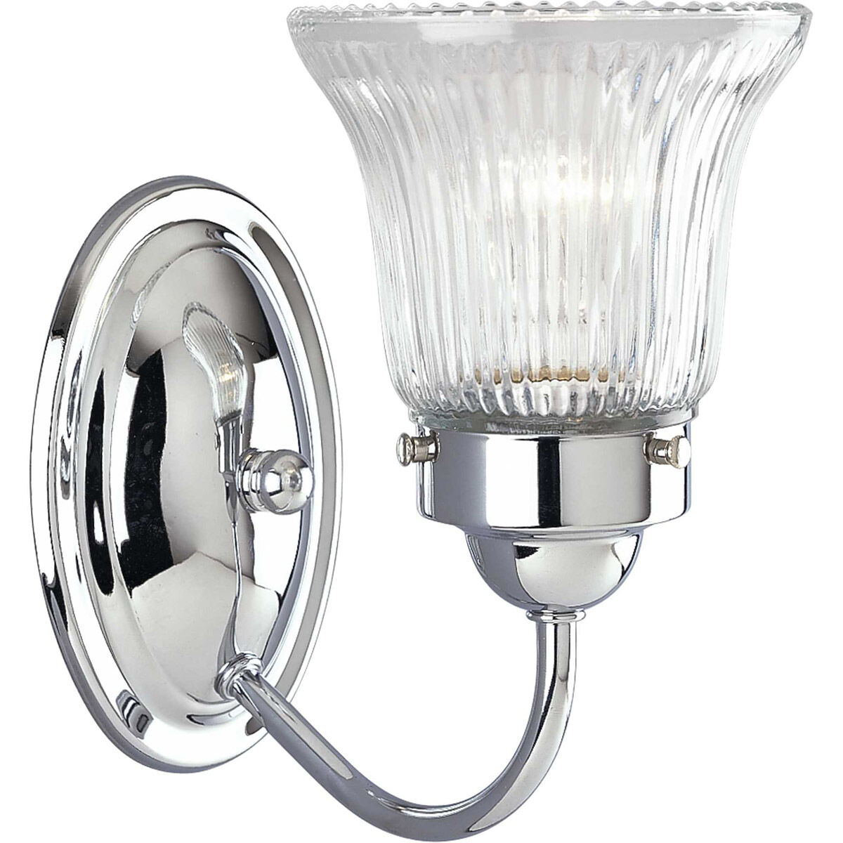 Economy Fluted Glass 1 Light 4.88 inch Polished Chrome Bath Vanity Wall Light in Clear Prismatic