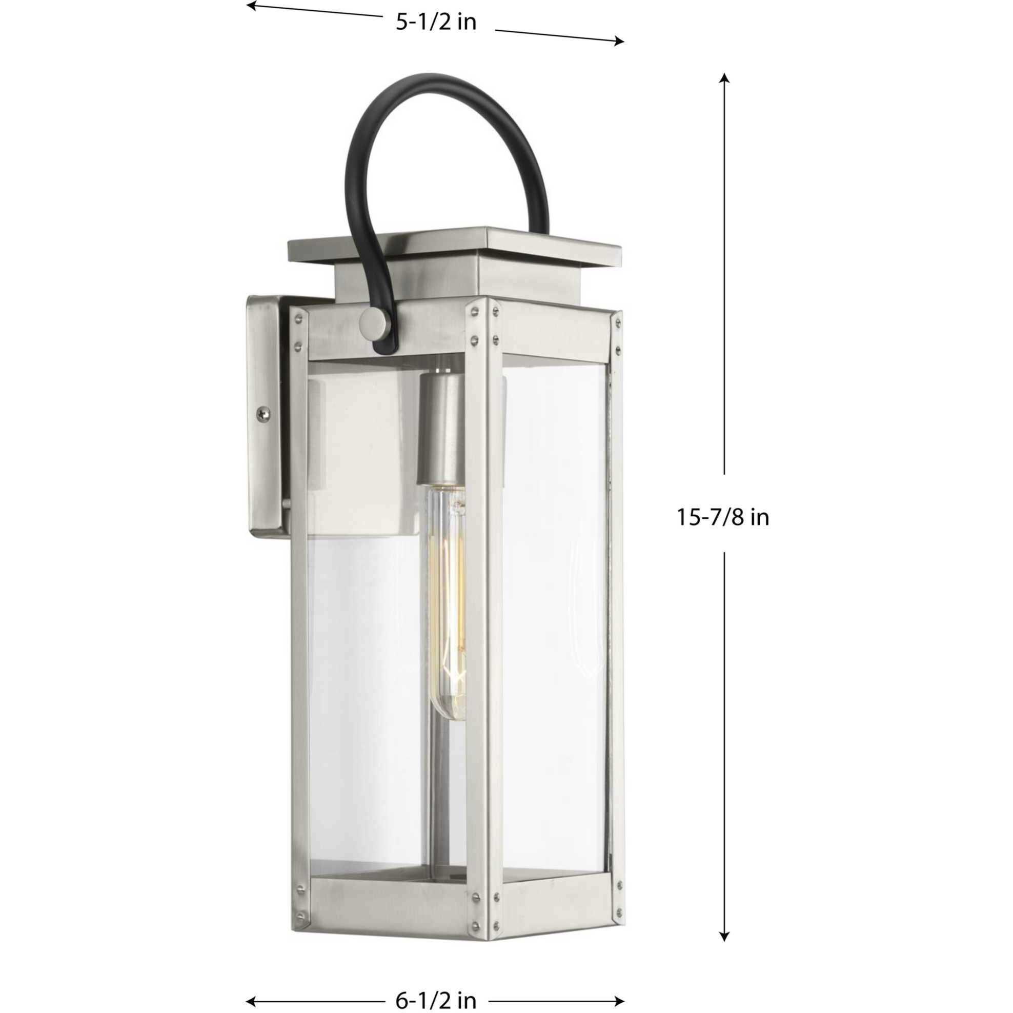 Union Square 1 Light 16 inch Stainless Steel Outdoor Wall Lantern, Small, Design Series
