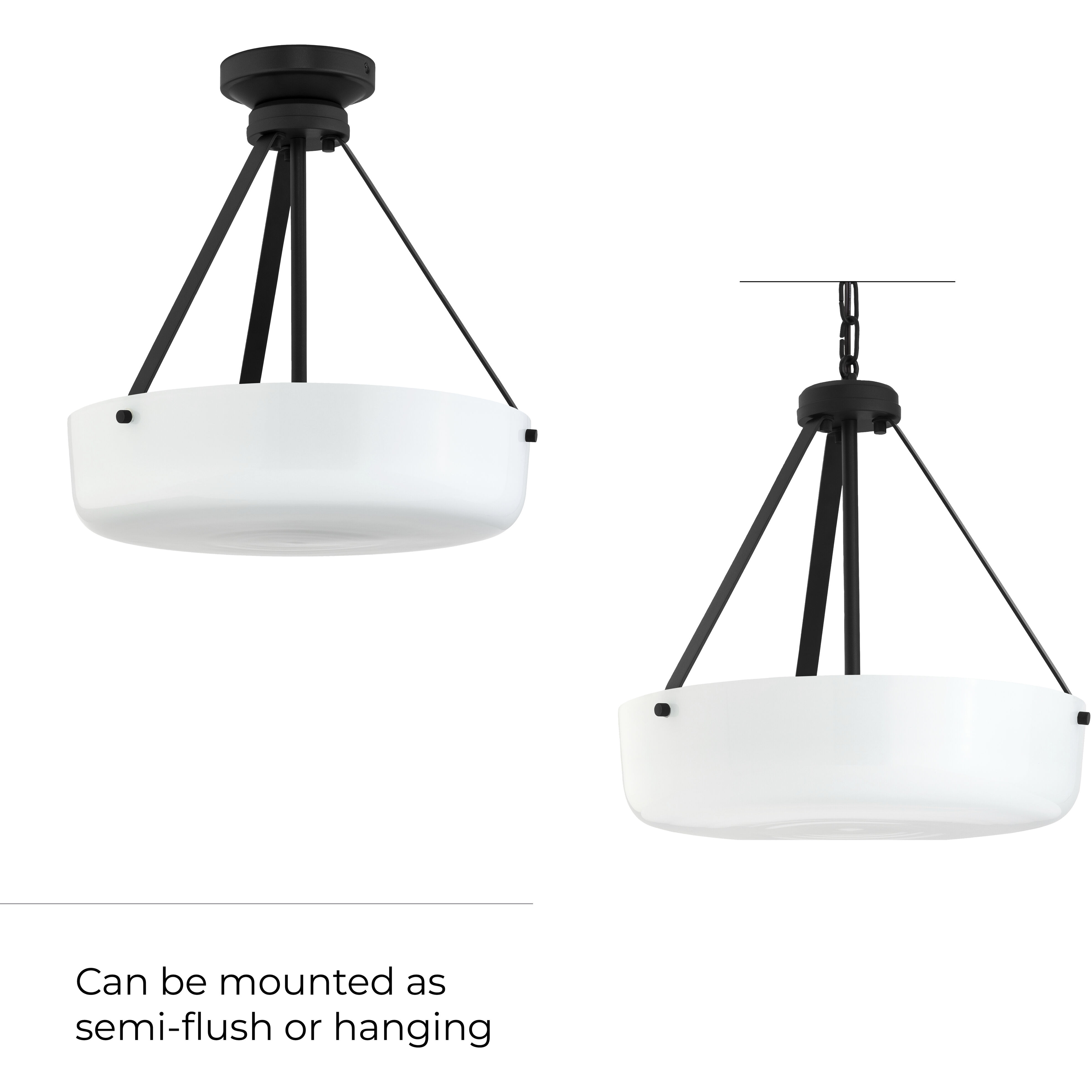 Lieon 3 Light 15.75 inch Black Convertible Pendant Ceiling Light