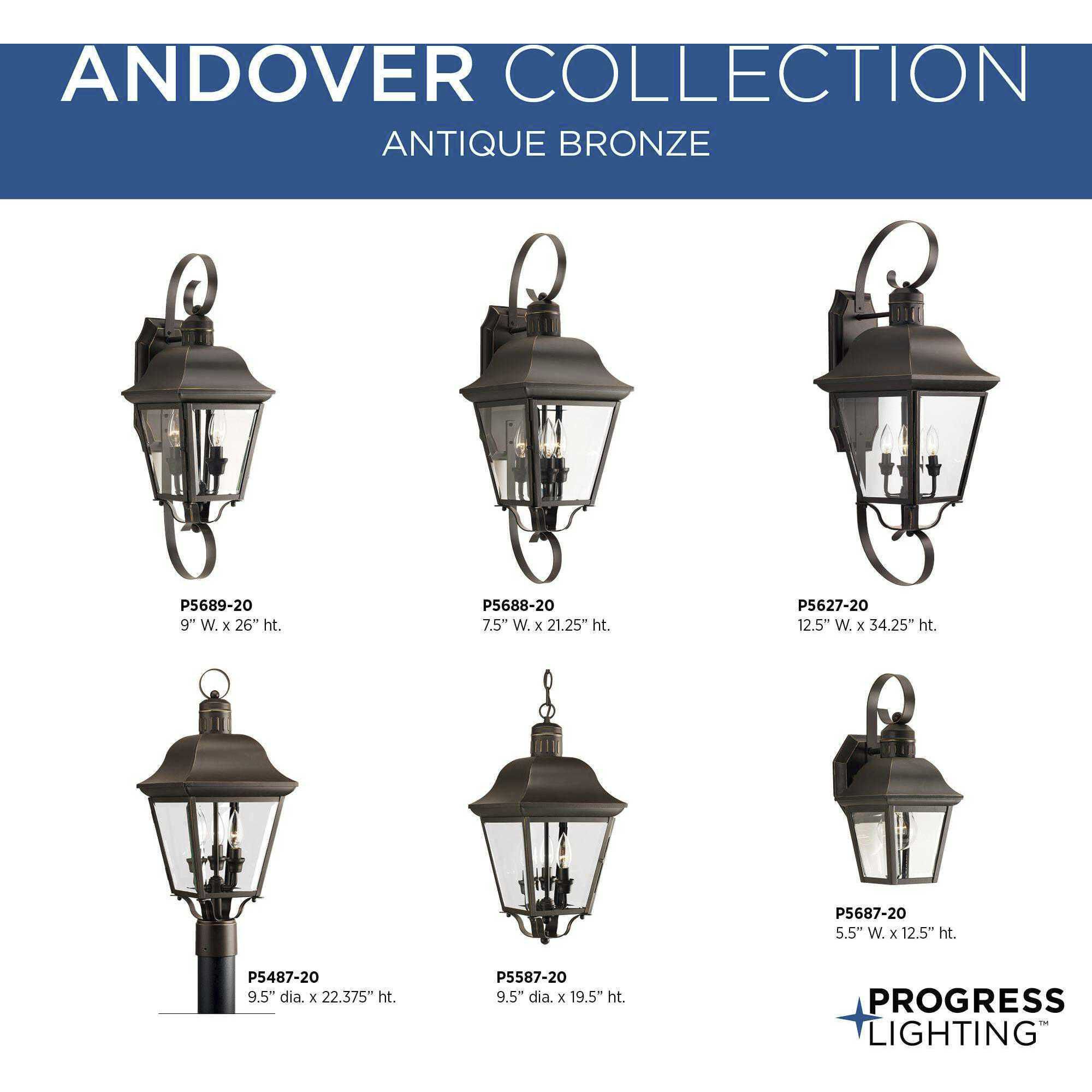 Andover 3 Light 22 inch Antique Bronze Outdoor Post Lantern