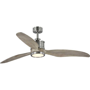 Farris 60 inch Brushed Nickel with Grey Weathered Wood Blades Ceiling Fan, Progress LED