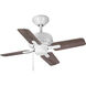 Drift 32 inch White with White/Driftwood Blades Ceiling Fan