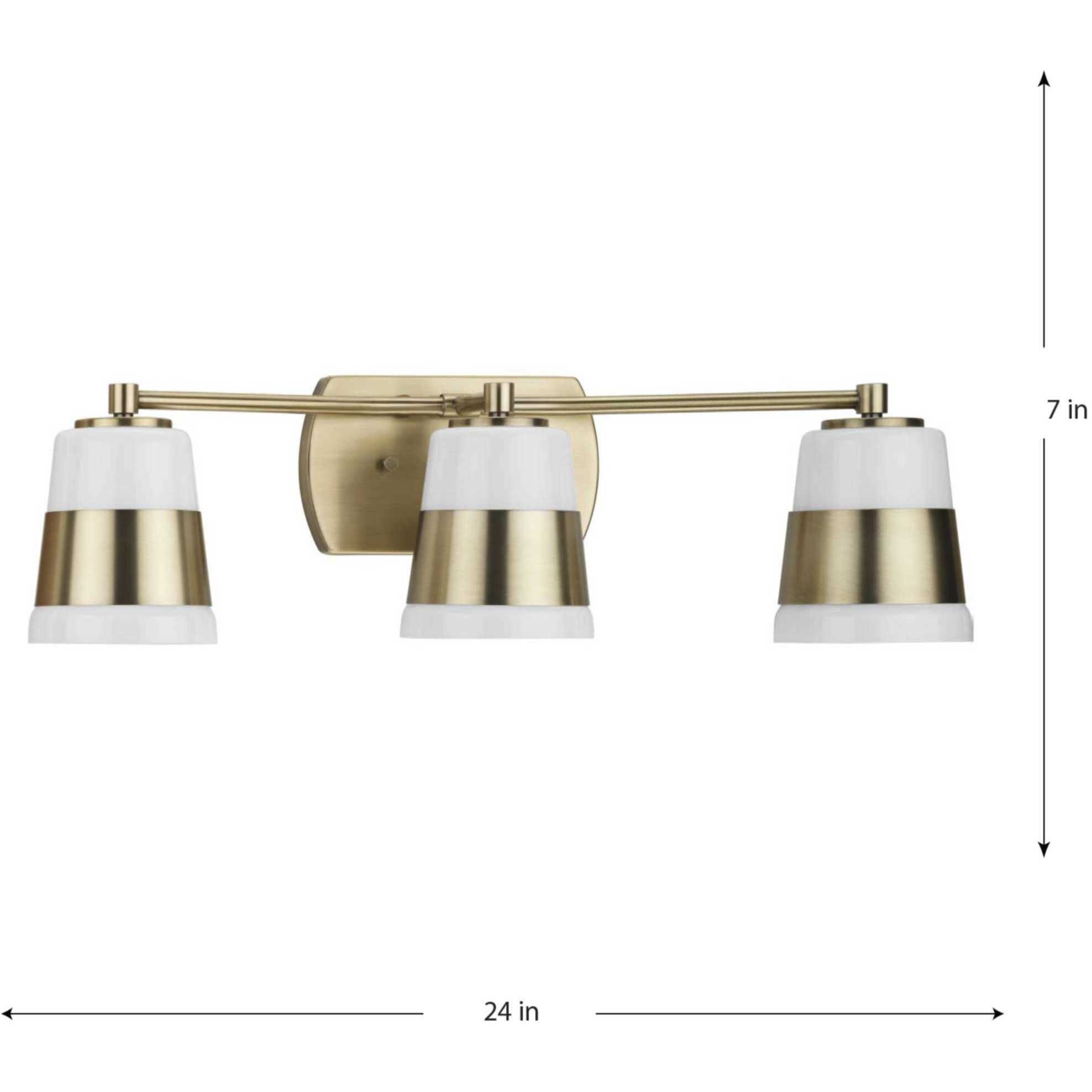 Haven 3 Light 24 inch Vintage Brass Bath Light Wall Light