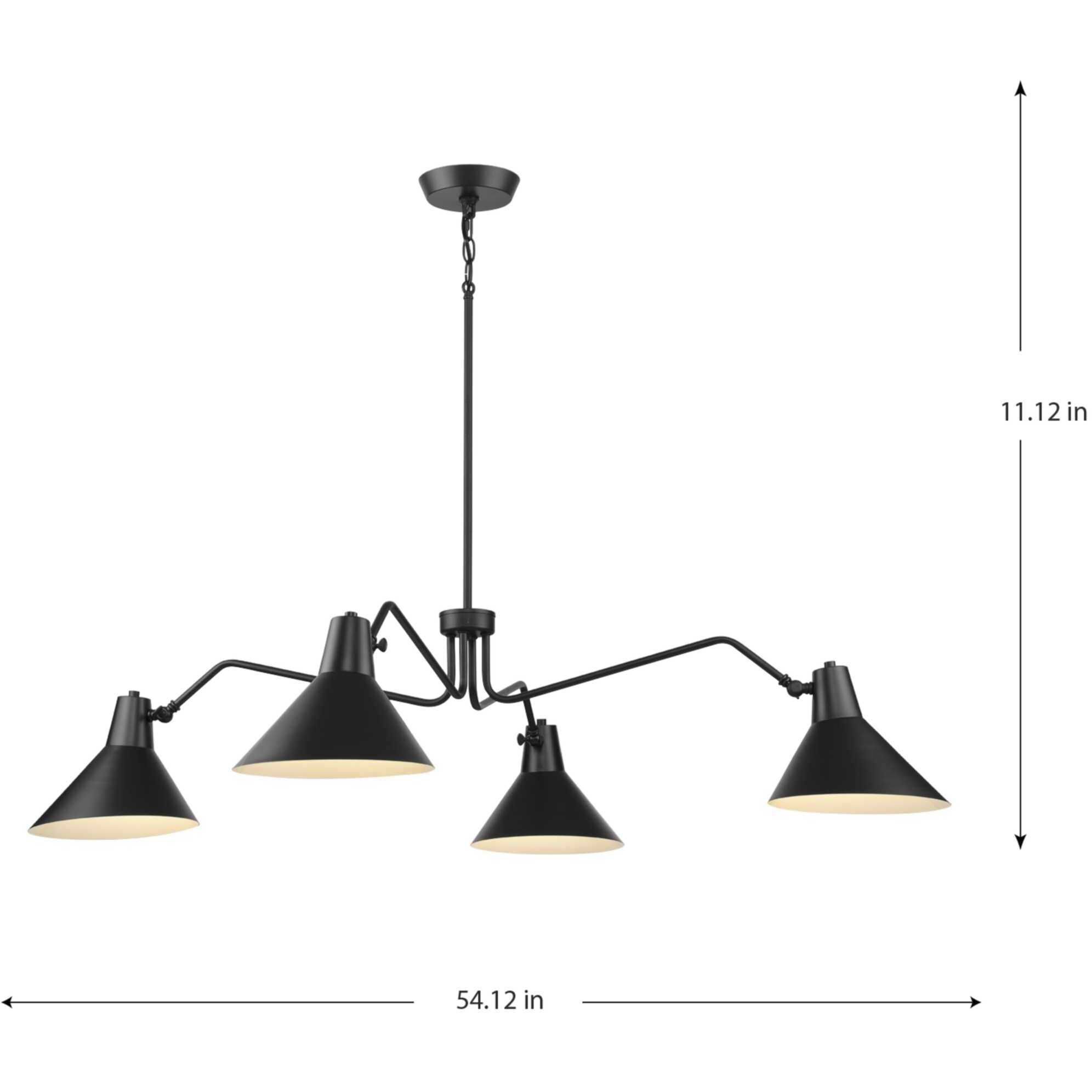 Trimble 4 Light 54.12 inch Matte Black Chandelier Ceiling Light, Design Series