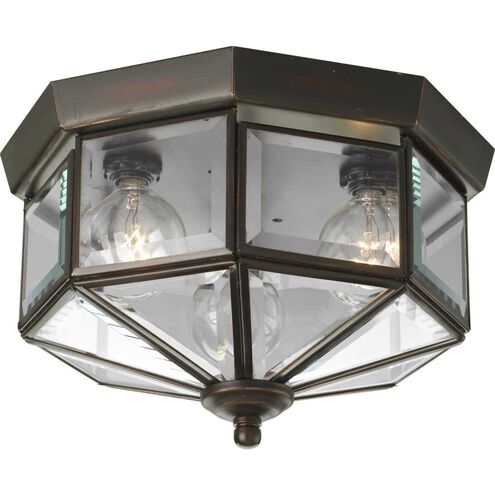 Beveled Glass 3 Light 9.75 inch Flush Mount