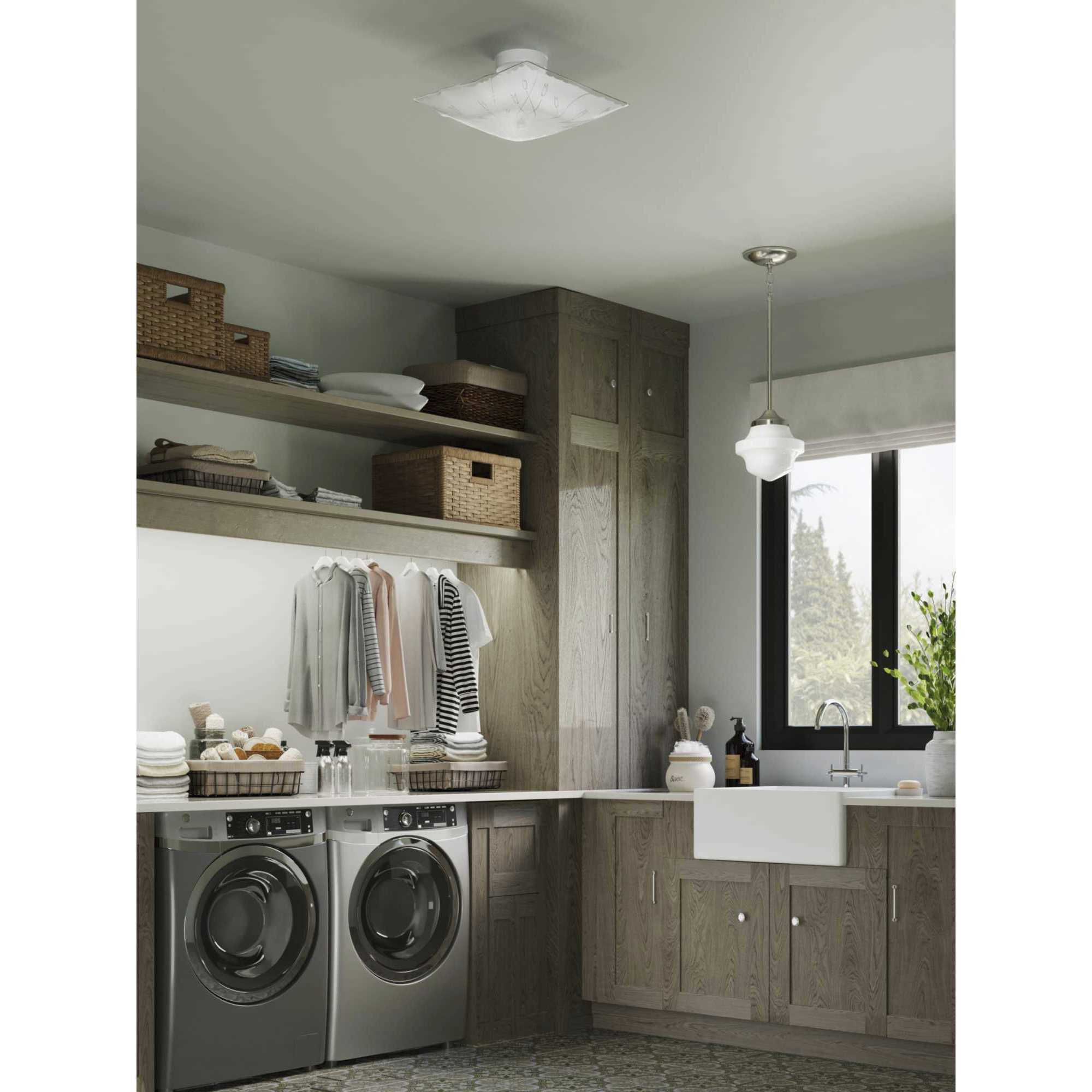 Progress Lighting Square Glass Series 12 Two Light Semi Flush Mount Ceiling Fixture White
