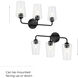 Celino 3 Light 23.25 inch Black Vanity Light Wall Light