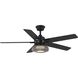 Schaal 52 inch Matte Black with Matte Black/Rustic Charcoal Blades Ceiling Fan, Progress LED